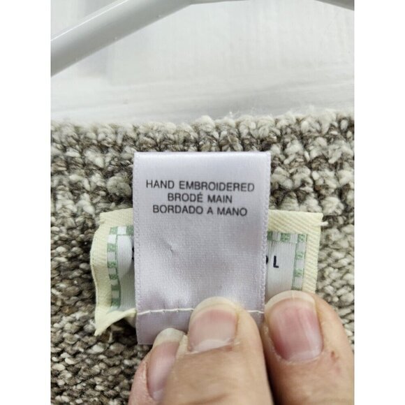 SUSAN BRISTOL Hand Embroidered Floral Marled Knit Sweater L - Picture 6 of 15